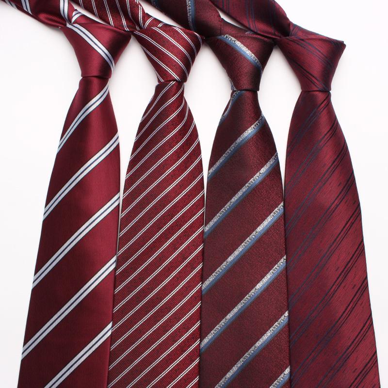Wine Red Vintage Tie Men's Groom Best Man Wedding Wedding Tie Yarn-Dyed Polyester Silk Business Tie Wholesale