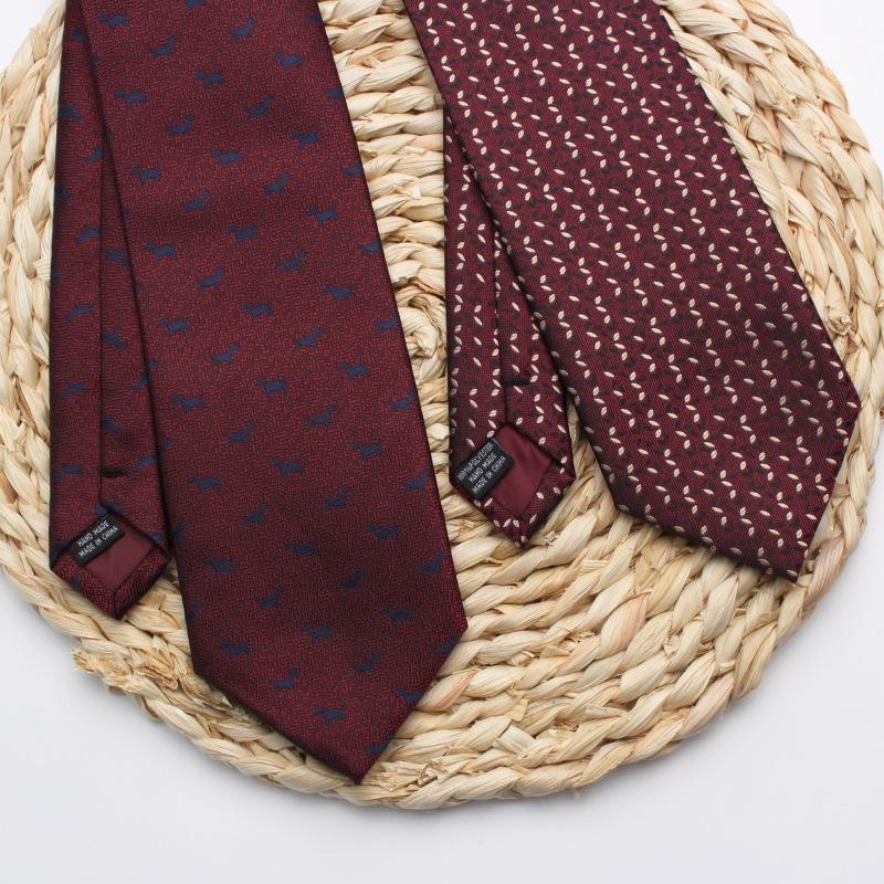 Wine Red Vintage Tie Men's Groom Best Man Wedding Wedding Tie Yarn-Dyed Polyester Silk Business Tie Wholesale