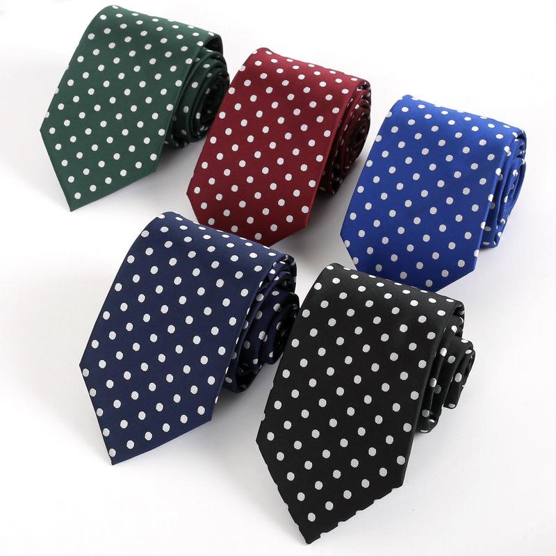 Polka Dot Tie Men's 8cm Jacquard Spot Wholesale School Business Wear Black Polka Dot Wine Red Men's Formal Wear Business