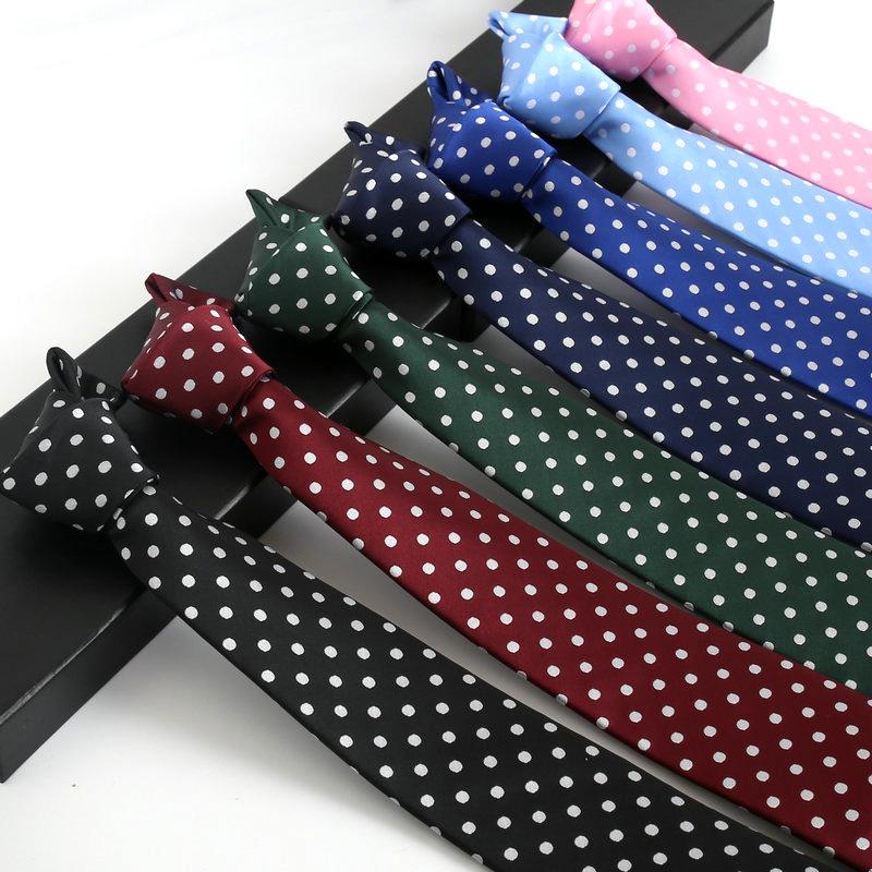 Polka Dot Tie Men's 8cm Jacquard Spot Wholesale School Business Wear Black Polka Dot Wine Red Men's Formal Wear Business