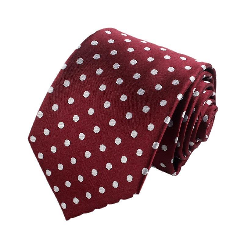 Polka Dot Tie Men's 8cm Jacquard Spot Wholesale School Business Wear Black Polka Dot Wine Red Men's Formal Wear Business