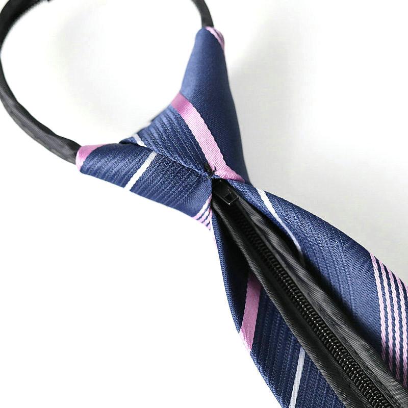 Men's Business Formal Wear Striped Zipper-Free Wholesale Lazy Tie 8cm Logo Factory Wholesale