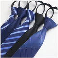 Factory Black Men's Tie Striped Blue Business Tie Lazy Knot-Free Zipper Tie Spot Wholesale