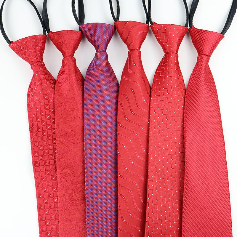 Factory Black Men's Tie Striped Blue Business Tie Lazy Knot-Free Zipper Tie Spot Wholesale