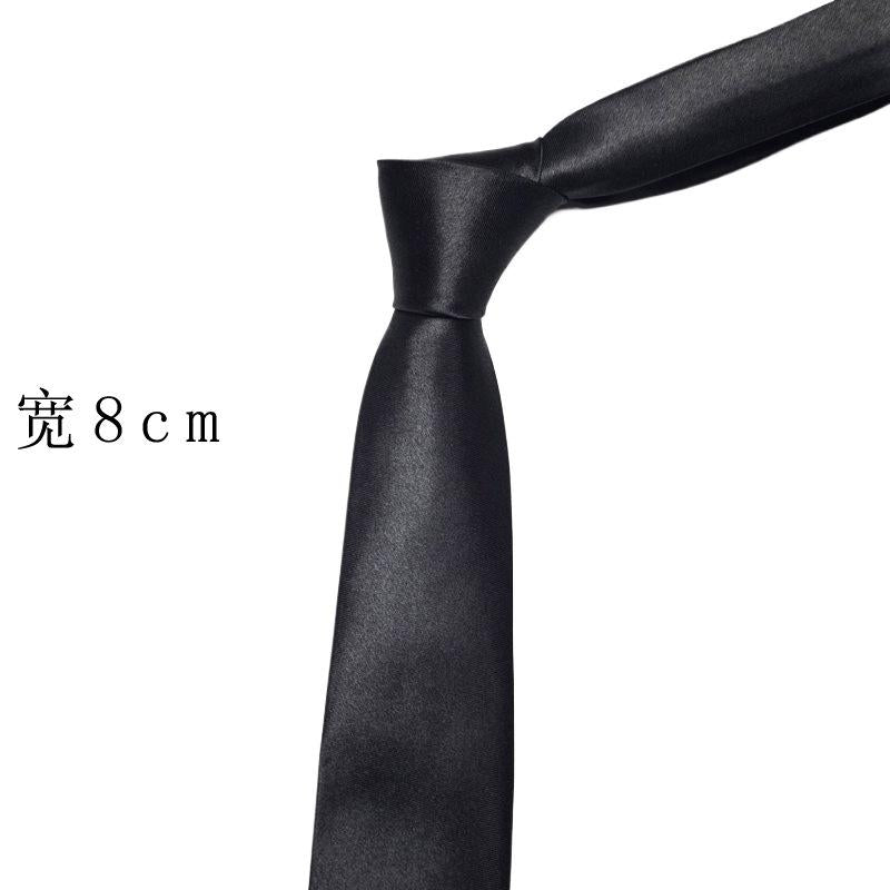 [Manufacturer] Hand-Made Style 8cm Wide Silver Hot Stamping Printing Solid Color Tie Business Black Wholesale Tie