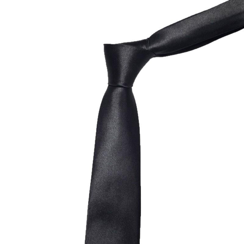 [Manufacturer] Hand-Made Style 8cm Wide Silver Hot Stamping Printing Solid Color Tie Business Black Wholesale Tie