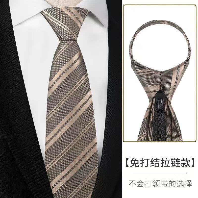Men's Tie Upgrade-Free Zipper Formal Wear Business Casual Korean Style Black Navy Blue Business Gift Wedding Tie