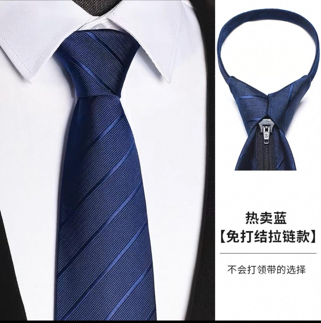 Men's Tie Upgrade-Free Zipper Formal Wear Business Casual Korean Style Black Navy Blue Business Gift Wedding Tie