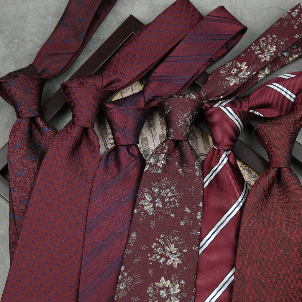 Wedding Bridegroom Wine Red Tie Men's Wedding Formal Wear Hand-Tied Business Suit 8cm Tie