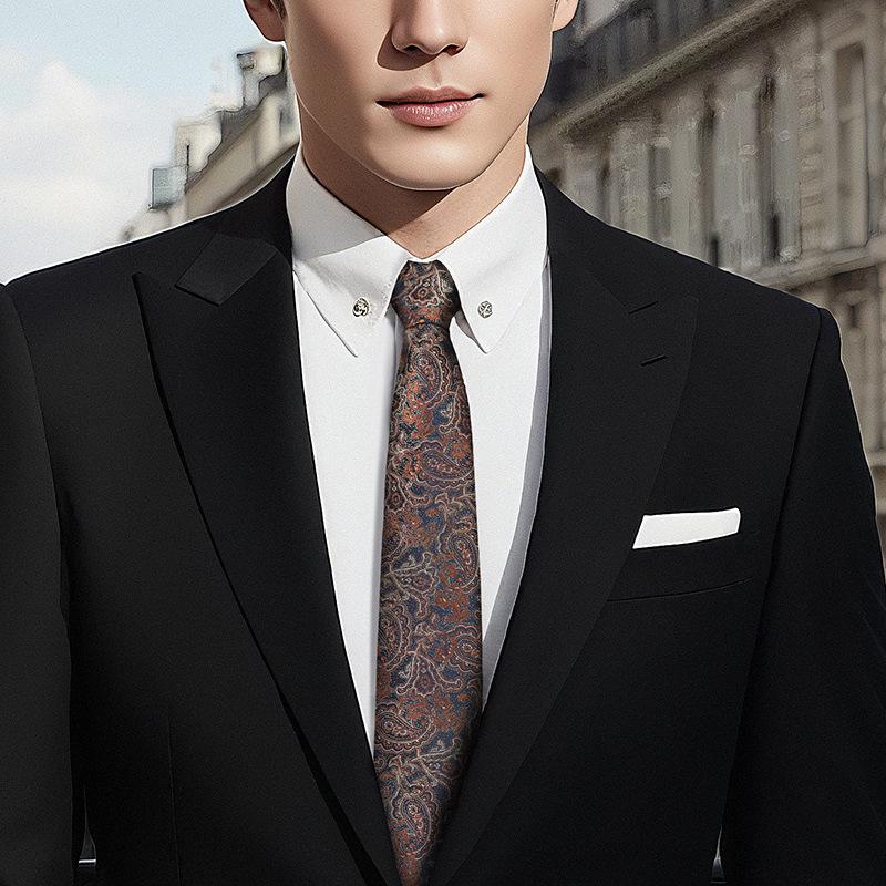 Champagne Tie Men's Coffee Color Business Knot-Free Zipper Retro Striped Wedding Bridegroom Hand-Beating Lazy Brown