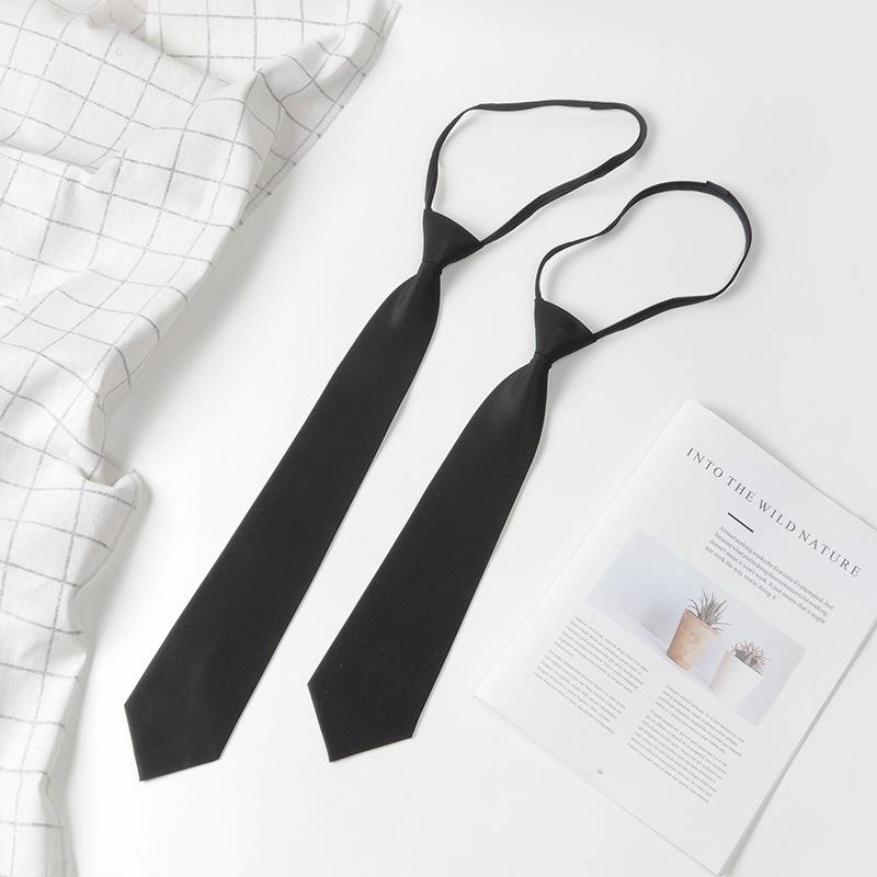 Black Lazy Zipper Tie Men's Business Formal Wear Work Professional Tie Team Performance Studio Shirt Accessories