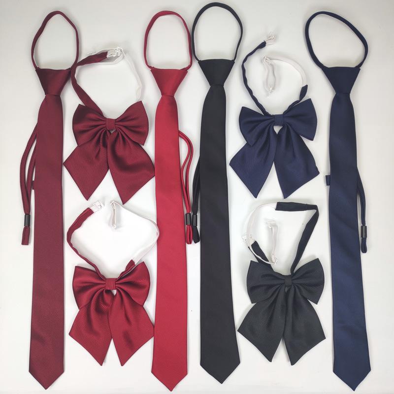 Spot Goods Factory Produce Fine Twill Buckle Collar Flower Tie Set Navy Blue Wine Red Pointed Corner Strip Collar Flower Adjustable