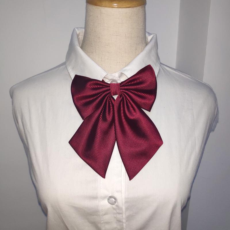 Spot Goods Factory Produce Fine Twill Buckle Collar Flower Tie Set Navy Blue Wine Red Pointed Corner Strip Collar Flower Adjustable