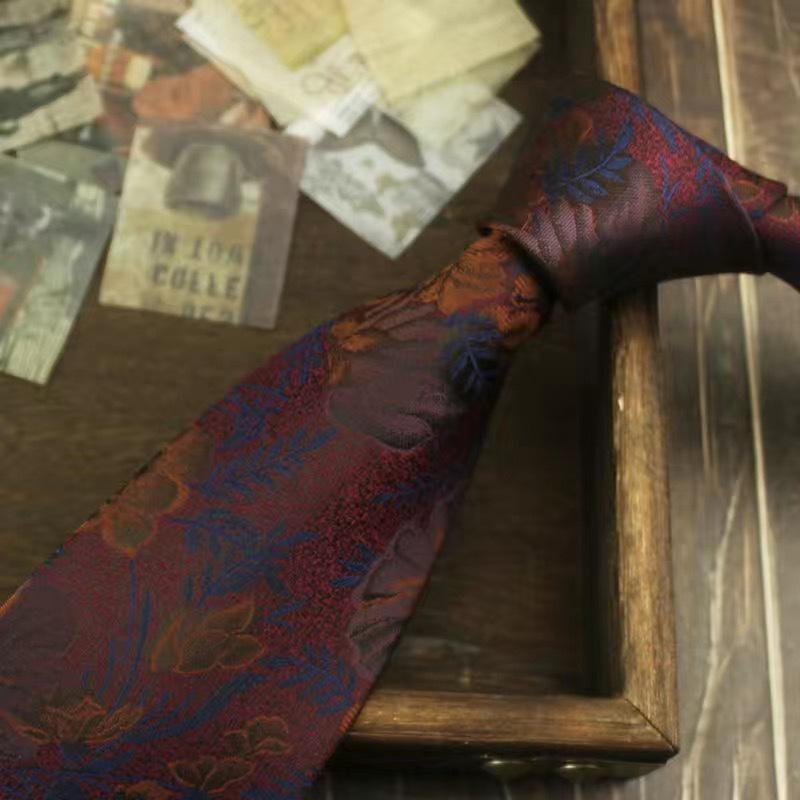 Tie Men's Professional Business Formal Shirt 8cm Brown Jacquard Bridegroom Hand-Tied Retro Tie Summer New