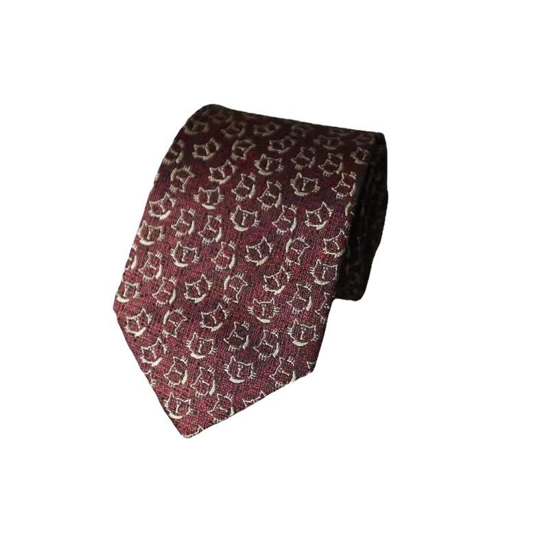 Tie Men's Professional Business Formal Shirt 8cm Brown Jacquard Bridegroom Hand-Tied Retro Tie Summer New
