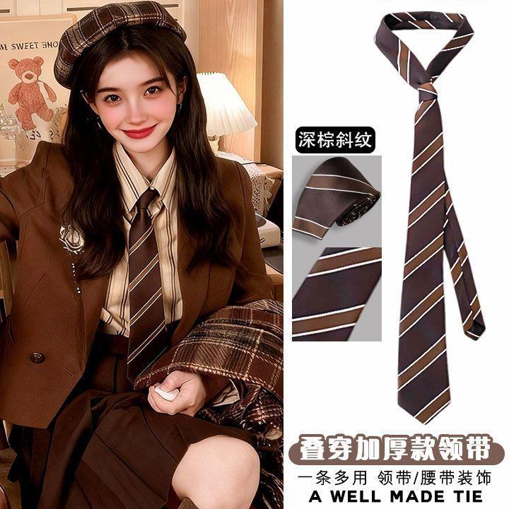 Retro American Striped Tie Belt Female 2026 New College Style All-Match JK Uniform Niche Neck Bow Tie Accessories