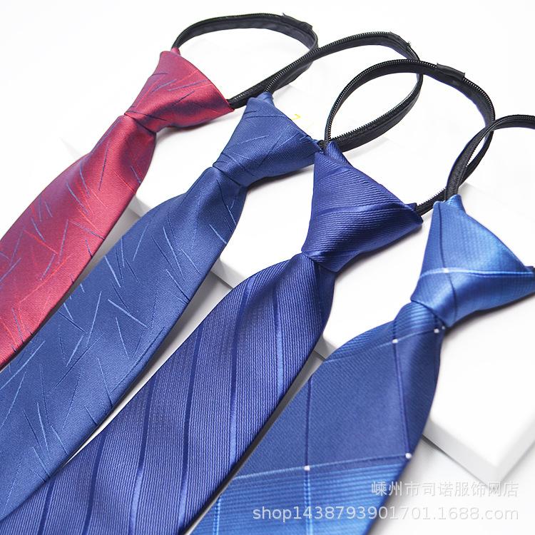 Easy Pull Men's Business Formal Wear Tie Zipper Uniform Group Tie Lazy Tie Factory Direct Sales