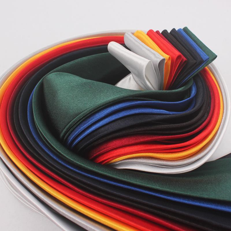 Men's 8cm Hand Tie Solid Color Tie Pure Satin Business Formal Wear High Sense Shaoxing Shengzhou Black and White Blue