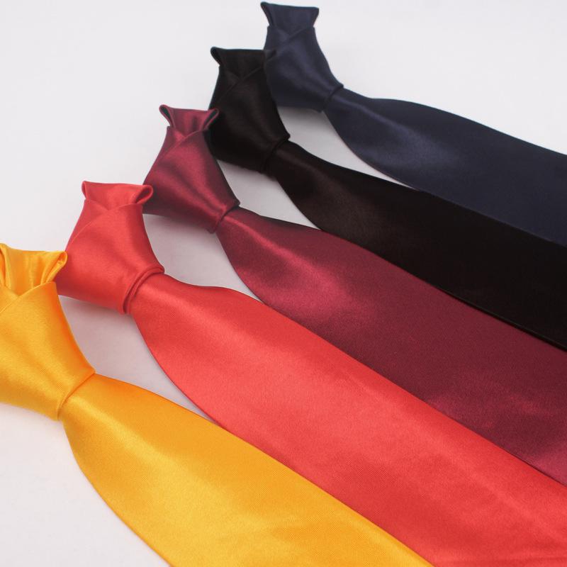 Men's 8cm Hand Tie Solid Color Tie Pure Satin Business Formal Wear High Sense Shaoxing Shengzhou Black and White Blue