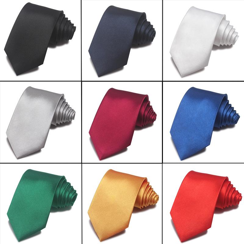 Men's 8cm Hand Tie Solid Color Tie Pure Satin Business Formal Wear High Sense Shaoxing Shengzhou Black and White Blue