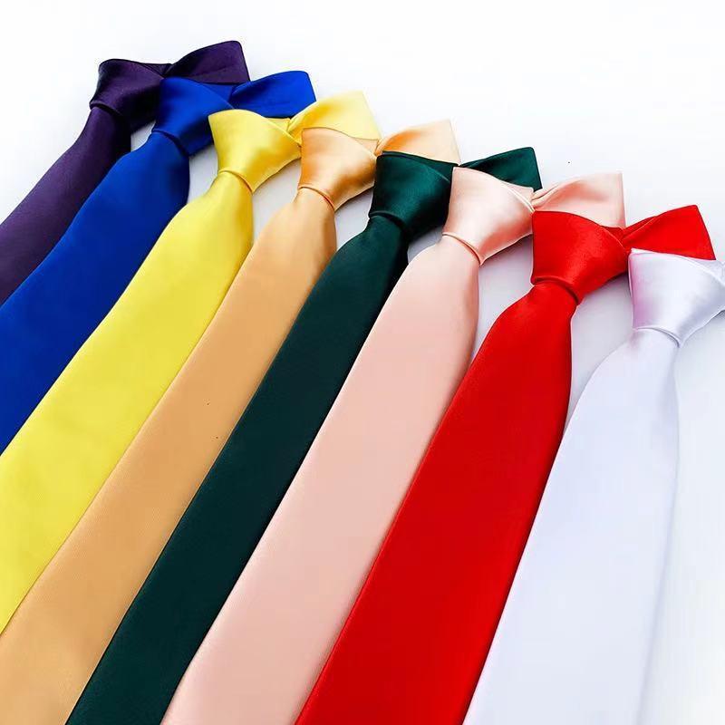 8cm Group Tie Satin Handmade Tie Men's Solid Color Blue Tie Wedding Business Monochrome Best Man