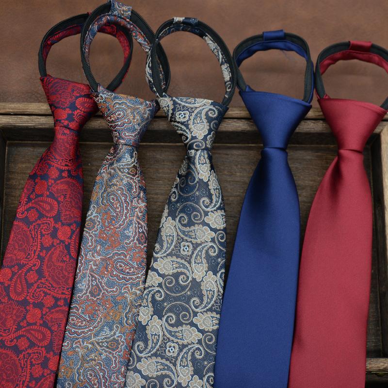 Tie Men's Formal Wear Korean Style Business Pattern 8cm Zipper Lazy Easy to Pull Work Student Suit Accessories Fashion