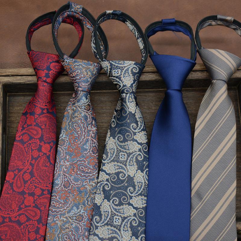 Tie Men's Formal Wear Korean Style Business Pattern 8cm Zipper Lazy Easy to Pull Work Student Suit Accessories Fashion
