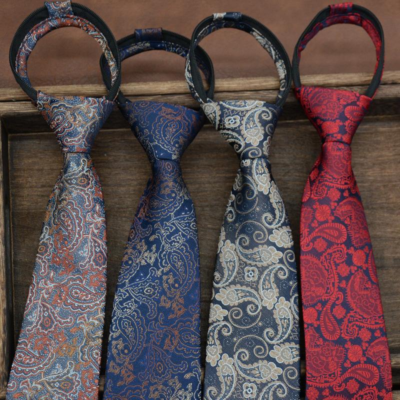 Tie Men's Formal Wear Korean Style Business Pattern 8cm Zipper Lazy Easy to Pull Work Student Suit Accessories Fashion