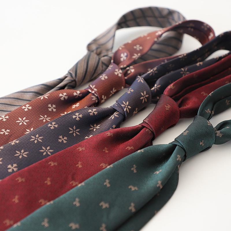 Trendy Men's Tie Business Formal Wear Korean Style Professional Casual Retro Polka Dot Floral Youth Fashion Shirt Accessories