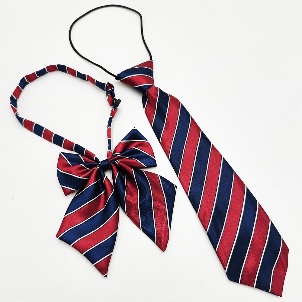 Factory Spot Wholesale Children's Tie Bow Tie Set Primary School Junior High School Students Solid Color Striped Tie Feather Root Bow Tie