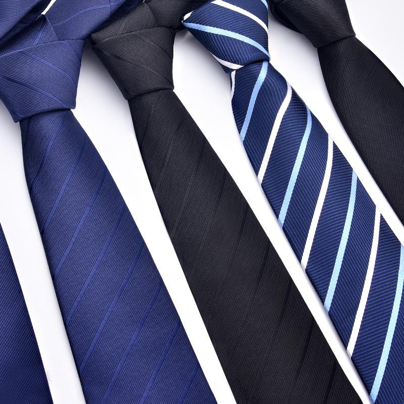 Factory Spot Men's Business Tie 8cm Hand-Made Professional Formal Wear Interview Striped Tie Men's Jacquard Polyester Silk