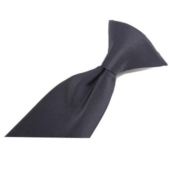 Black Button Polyester Tie Business Easy Pull Lazy Solid Color Tie Wholesale Iron Buckle Tie