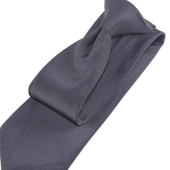 Black Button Polyester Tie Business Easy Pull Lazy Solid Color Tie Wholesale Iron Buckle Tie