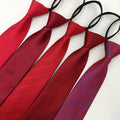 Men's Red Zipper Tie Easy to Pull Free Style Bridegroom Best Man Business Casual Tie Striped Yarn-Dyed 8cm