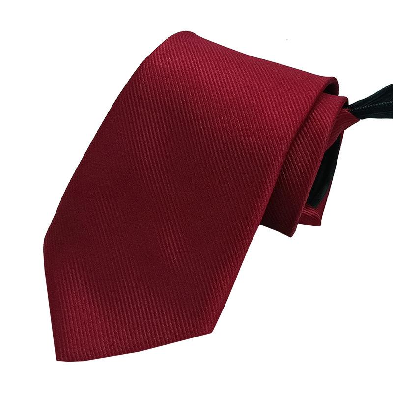 Men's Red Zipper Tie Easy to Pull Free Style Bridegroom Best Man Business Casual Tie Striped Yarn-Dyed 8cm
