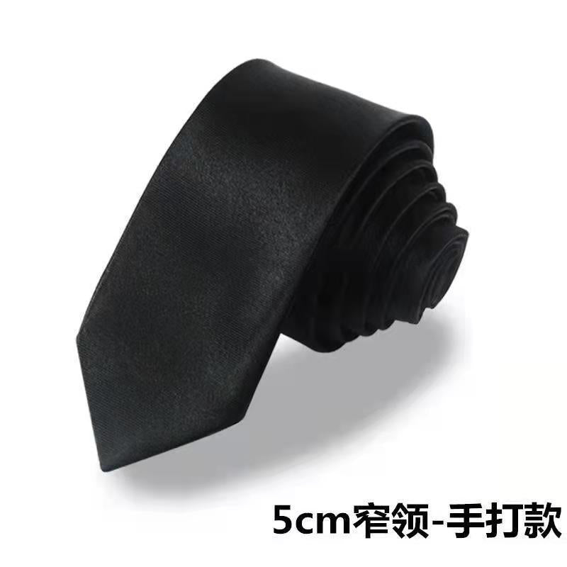 Business Formal Wear 8cm Tie Men's Work Hand-Beating Professional Women's Student Wedding Casual Silver 5cm Korean Style Narrow Black
