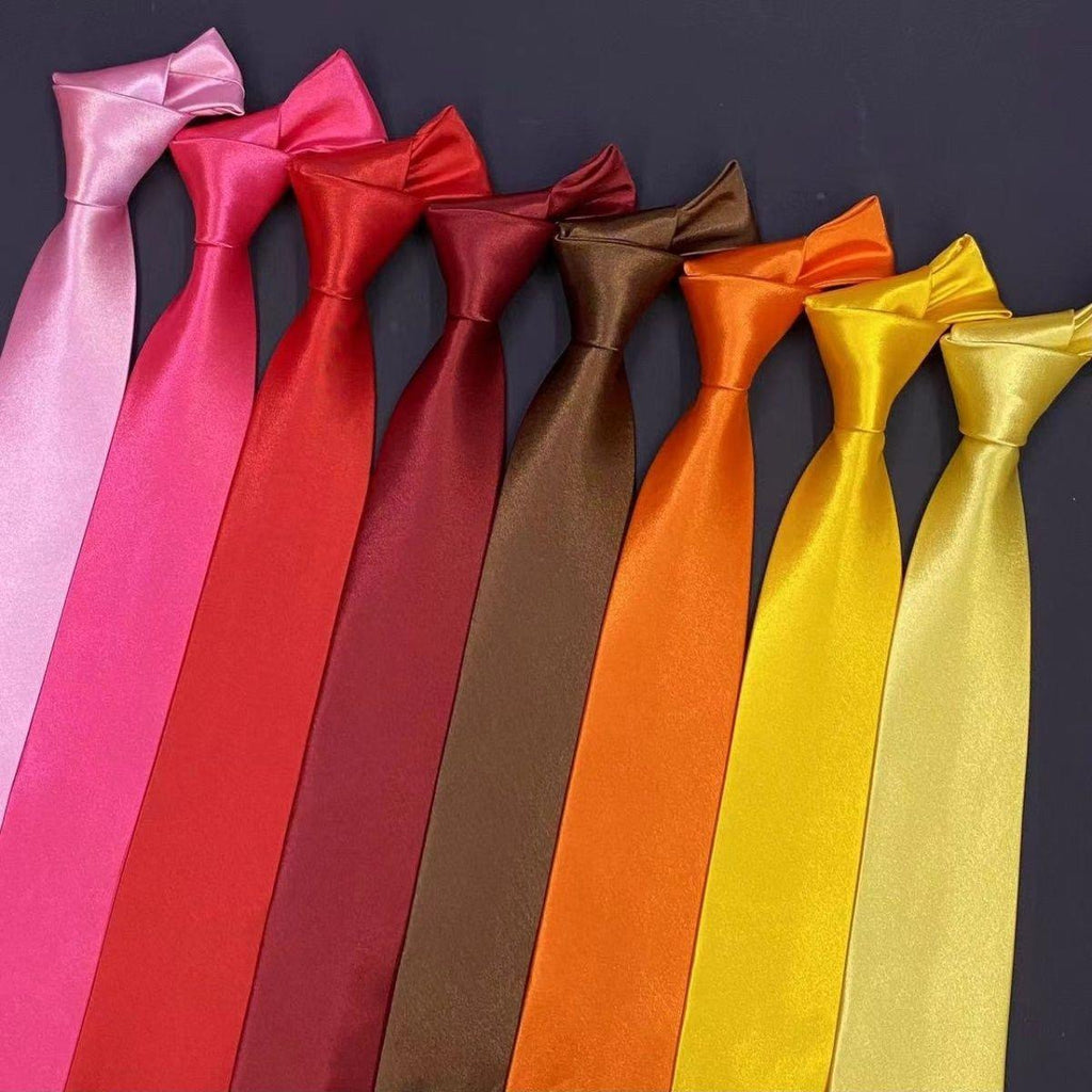 8cm Solid Color Tie Ins Polyester Silk Business Men's Multi-Color Optional Tie Factory Spot Wholesale Business Leisure