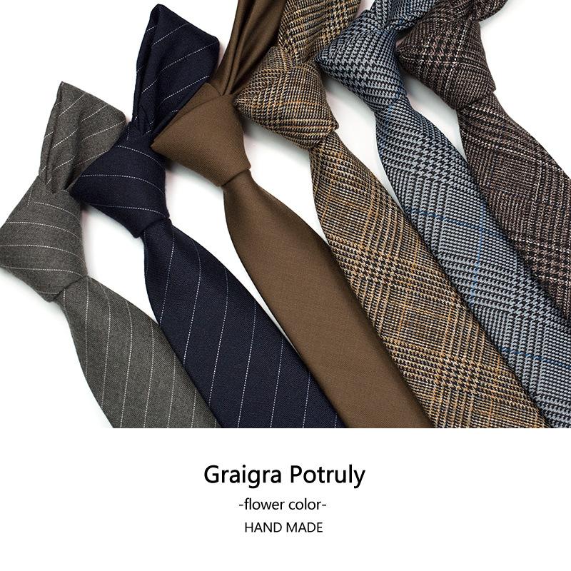 Houndstooth Suit Tie Men's Solid Color Coffee Gray 6cm Casual Tie Retro Work Plaid Fashion Women