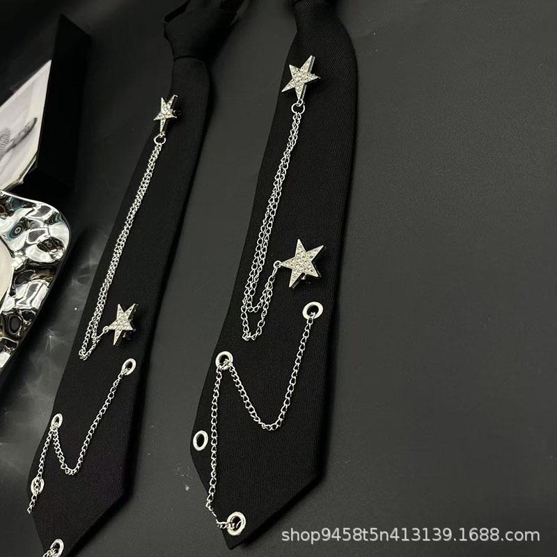Chain Star Tie Neutral Guitar Accessories JK Black Lazy Free Ins Ruffle Handsome Shirt Accessories Men and Women