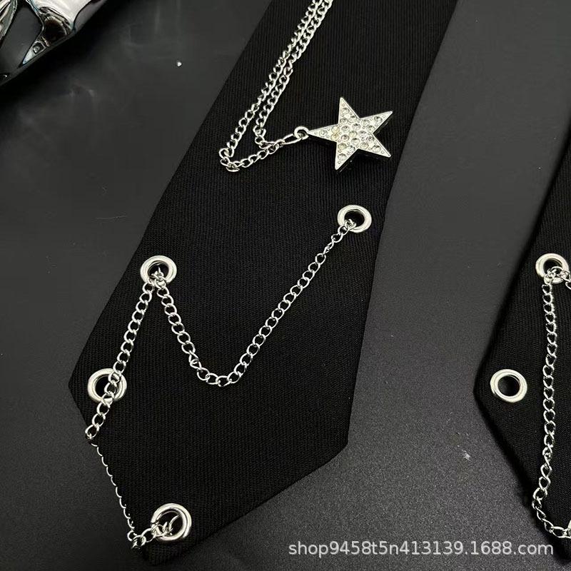 Chain Star Tie Neutral Guitar Accessories JK Black Lazy Free Ins Ruffle Handsome Shirt Accessories Men and Women