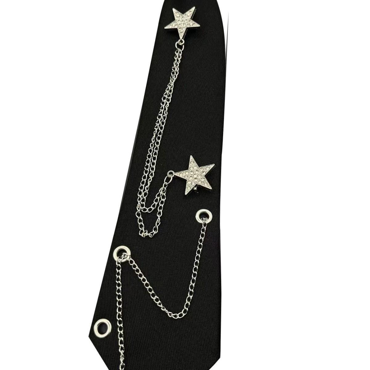Chain Star Tie Neutral Guitar Accessories JK Black Lazy Free Ins Ruffle Handsome Shirt Accessories Men and Women