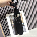 Niche Design D Letter Chain Tie College Style Unisex Tie-Free Shirt Alloy All-Match Tie