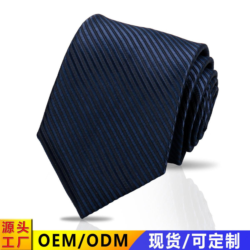 Men's Business Advanced Tie Formal Dress Bridegroom Wedding Polyester Stripe 8cm Black Red Tie Shengzhou Spot