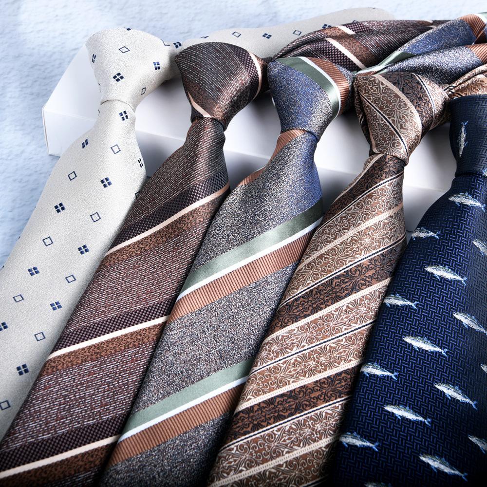 2026 New Tie Men's Jacquard Yarn-Dyed Spot 8cm Hand-Playing Business Formal Wear Groom Wedding Administration