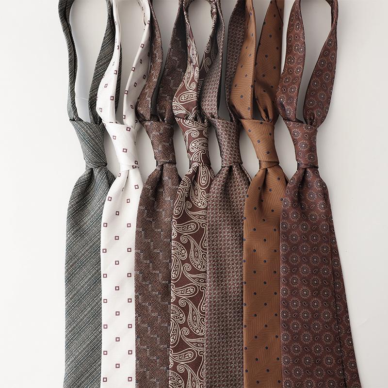 Factory Spot Wholesale Spring and Summer Men's Korean-Style Formal Wear Business 8cm Simple Line Red Coffee Color Rice Color Hand Fight
