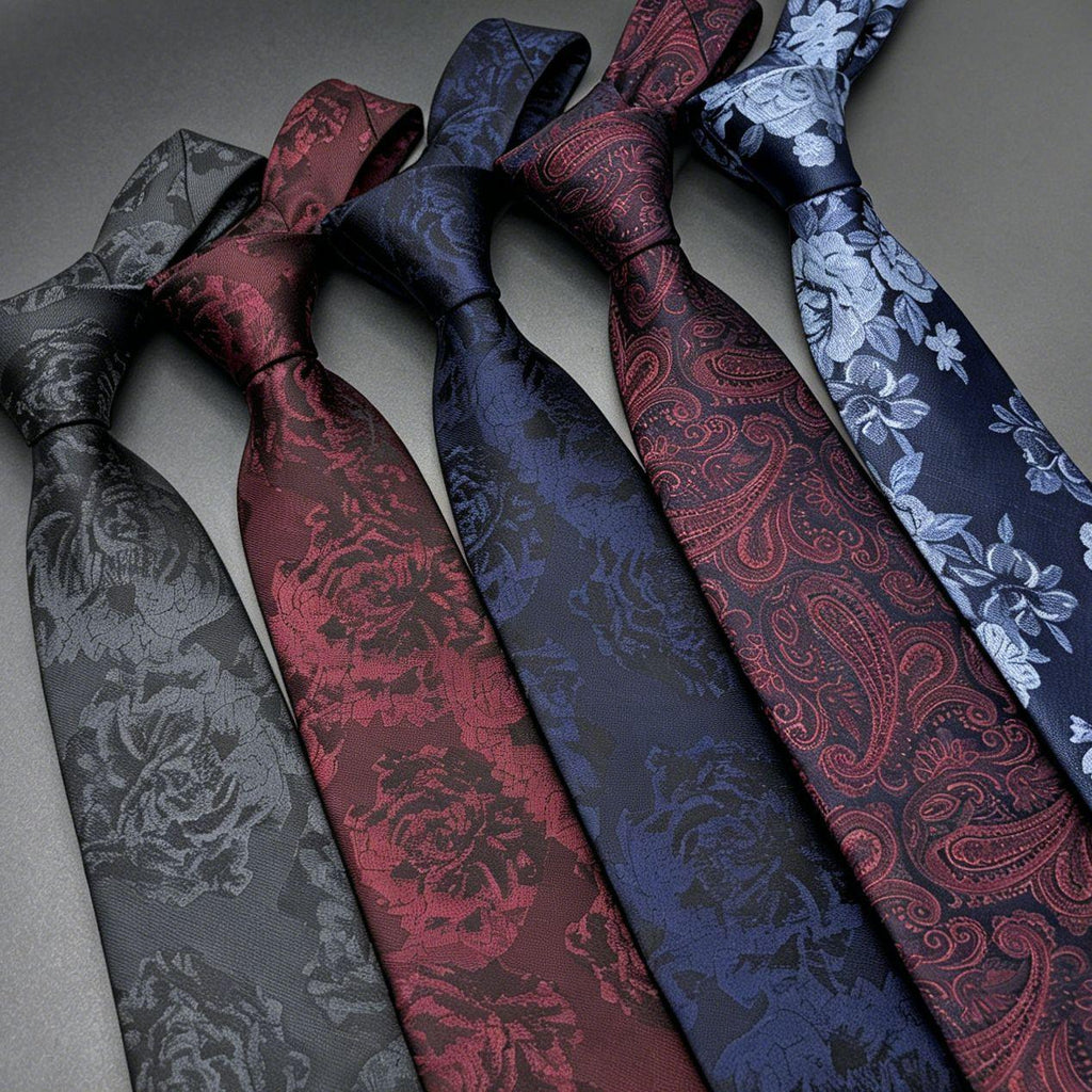 Factory Spot 8cm Black Men's Tie High-Grade Hand-Beating Wholesale Vintage Dark Pattern Flower Leaf Banquet Bridegroom