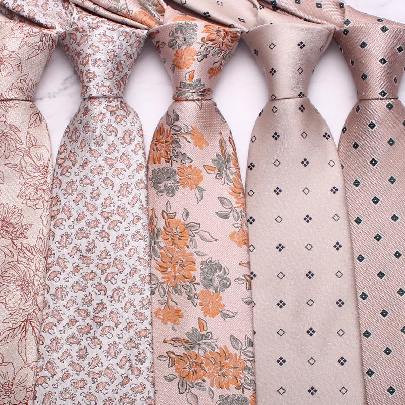 Light Color Tie Classic Small Floral Men's 8cm Tie Thick Striped Business Casual Wedding Tie Manufacturer