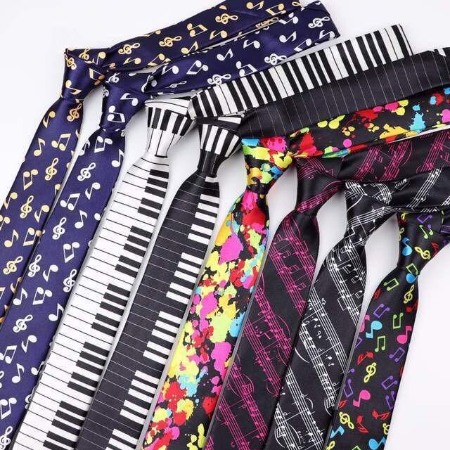 Korean Style Fashion Casual 5cm Piano Fashion Tie Male and Female Student Note Personality Music Narrow Tie Factory Spot