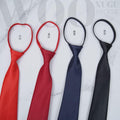 Black Wine Red Red Navy Blue Zipper Tie Lazy Tie