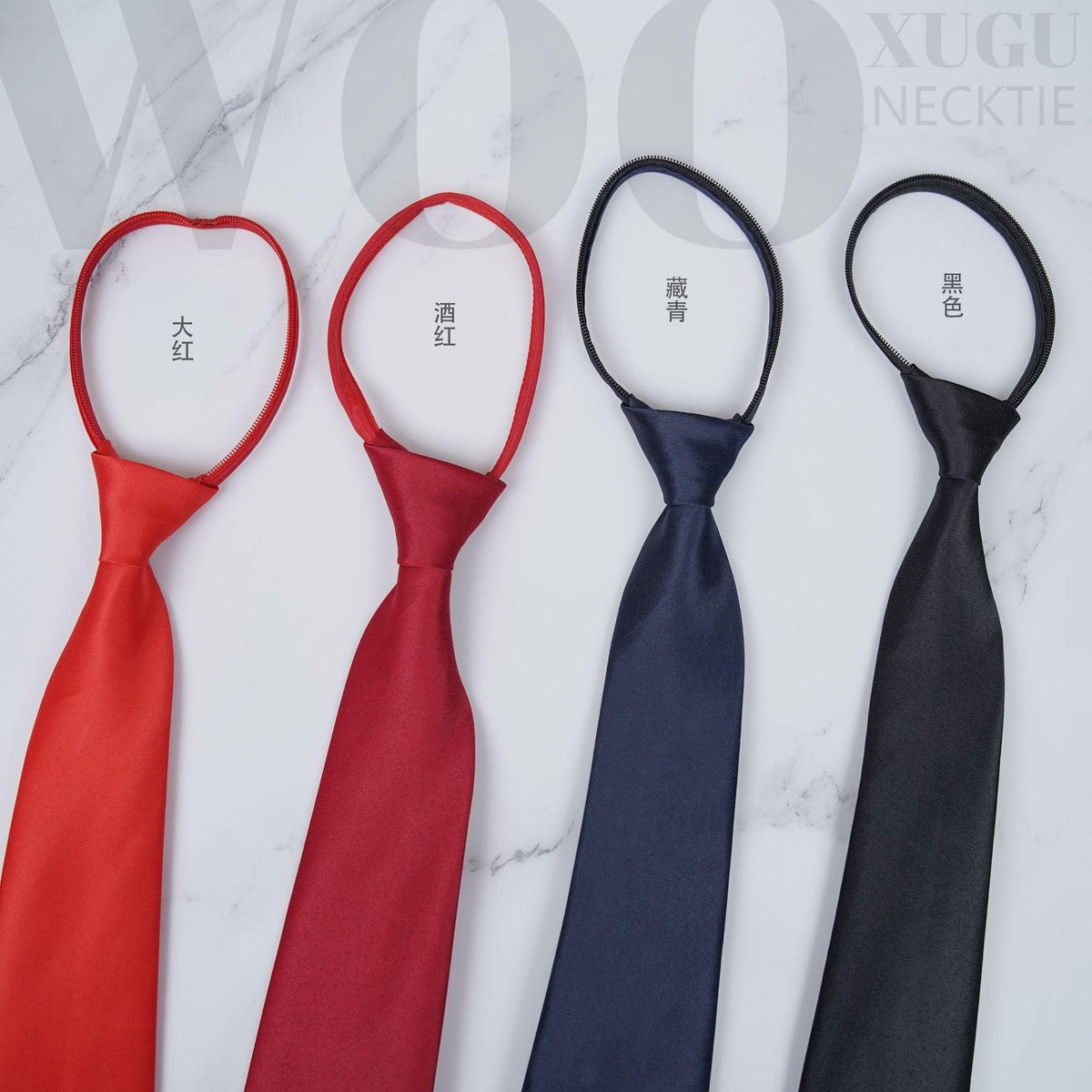 Black Wine Red Red Navy Blue Zipper Tie Lazy Tie